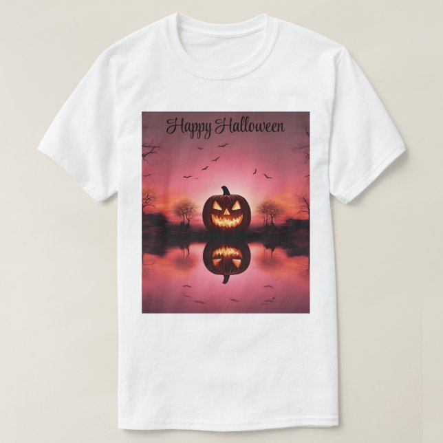 Custom Happy Halloween T - Shirt (Design vorne)