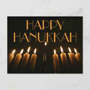 Custom Happy Hanukkah Menorah Candle Einladungspostkarte