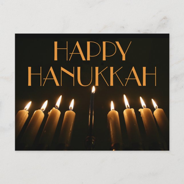 Custom Happy Hanukkah Menorah Candle Einladungspostkarte (Vorderseite)