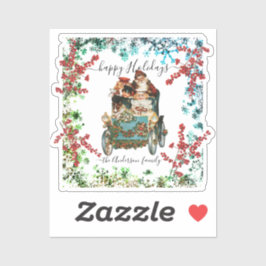 Custom Happy Holidays Chic Rustic Vintag Ephemera Aufkleber