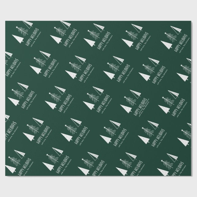 Custom Happy Holidays Green Festival Spruce Geschenkpapier (Flach)