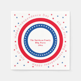 Custom Happy Independence Day Red White Blue Stars Serviette