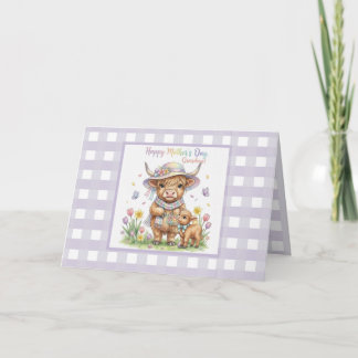 Custom Happy Mother's Day Grandma Highland Cow  Karte