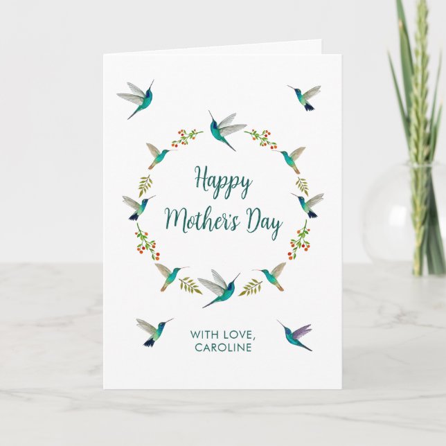 Custom Happy Mother's Day Hummingbirds Karte (Vorderseite)