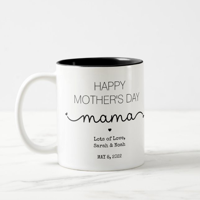 Custom Happy Mother's Day Mama Geschenke Zweifarbige Tasse (Links)