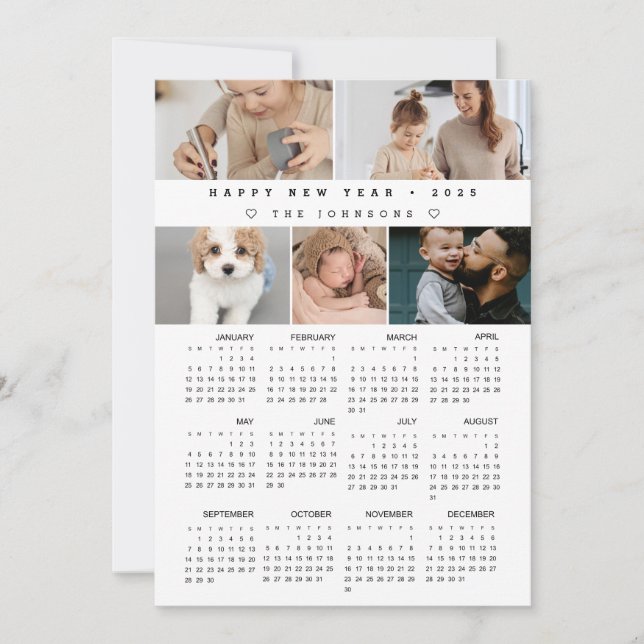 Custom Happy Neues Jahr 2025 Kalender FotoCollage (Vorderseite)