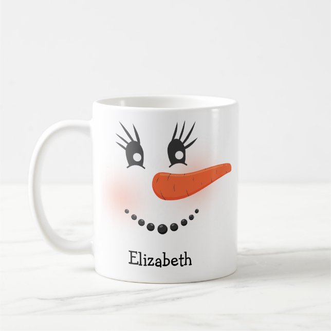 Custom Happy Snowman Face Frohe Weihnachtsgeschenk Kaffeetasse (Links)