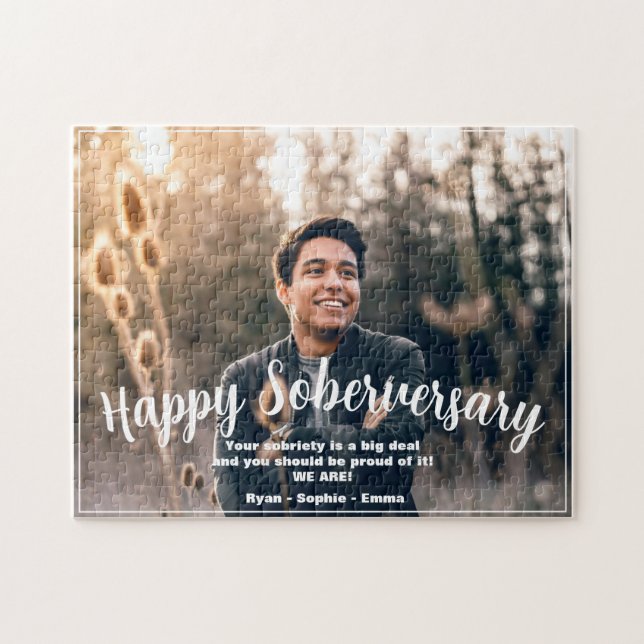 Custom Happy Soberversary 1 Foto Personalisiert (Horizontal)