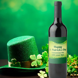 Custom Happy St. Patrick's Day Green Sparkle Party Weinetikett