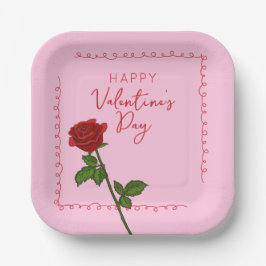 Custom Happy Valentine’s Day Rose  Pappteller