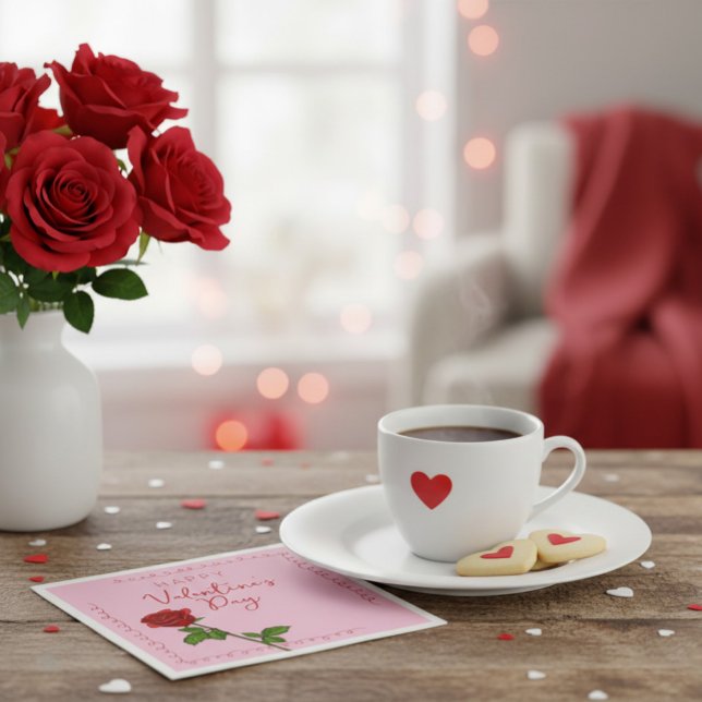 Custom Happy Valentine’s Day Rose  Serviette (Von Creator hochgeladen)