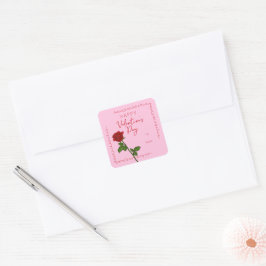 Custom Happy Valentine’s Day Rose Square Sticker