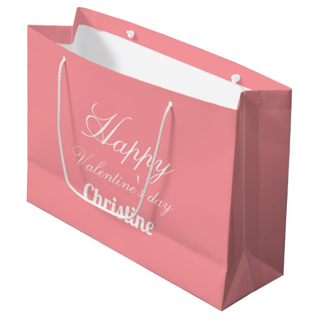 Custom Happy valentine's day individuelle Name Große Geschenktüte (Vorderseite Schrägansicht)