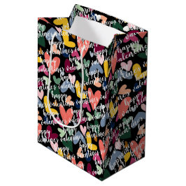 Custom Happy Valentines I Liebe You Heart Pattern Mittlere Geschenktüte