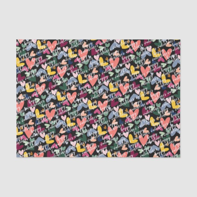 Custom Happy Valentines I Liebe You Heart Pattern Seidenpapier (Vorderseite)