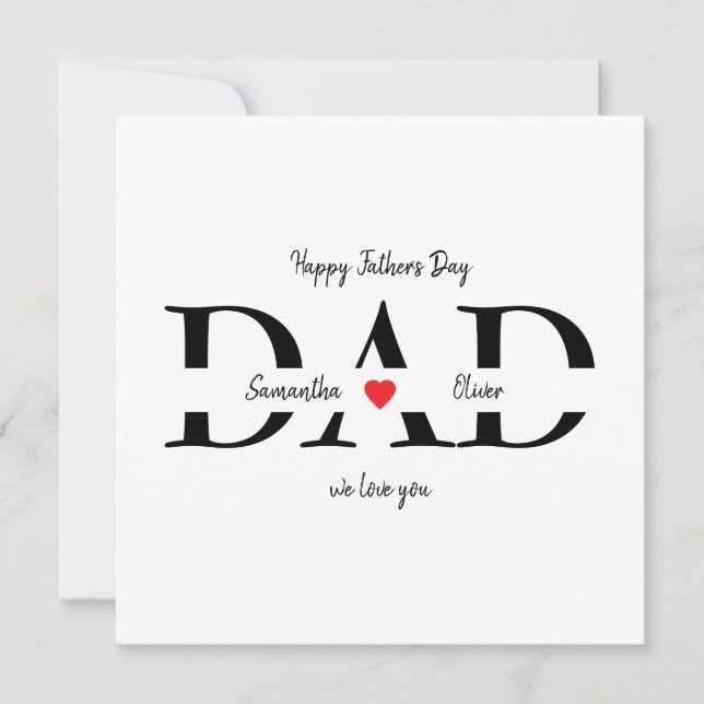 Custom Happy Vatertag Flat Card mit Kindername (Vorderseite)