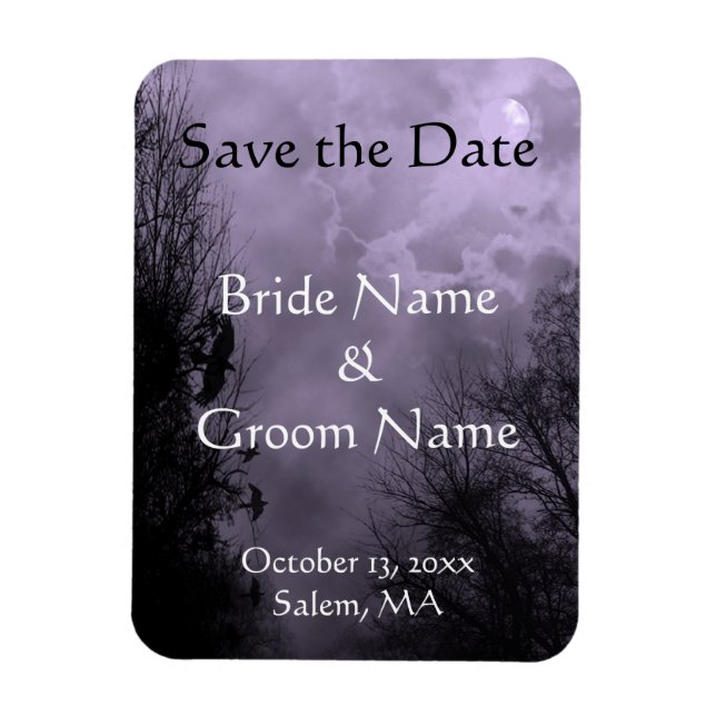 Custom Haunted Sky Purple Mist Save the Date Magnet (Vertikal)