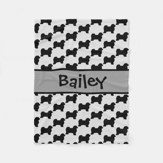 Custom Havanese Dog Silhouette Fleecedecke (Vorderseite)