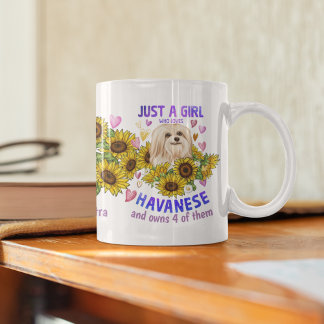 Custom Havanese Lover Sonnenblumen Trainer Floral Kaffeetasse