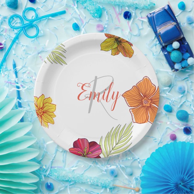 Custom Hawaiian Aloha Floral Pappteller (Party)