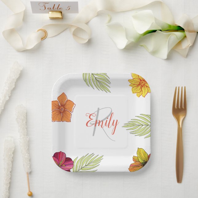 Custom Hawaiian Aloha Floral Pappteller (Hochzeit)