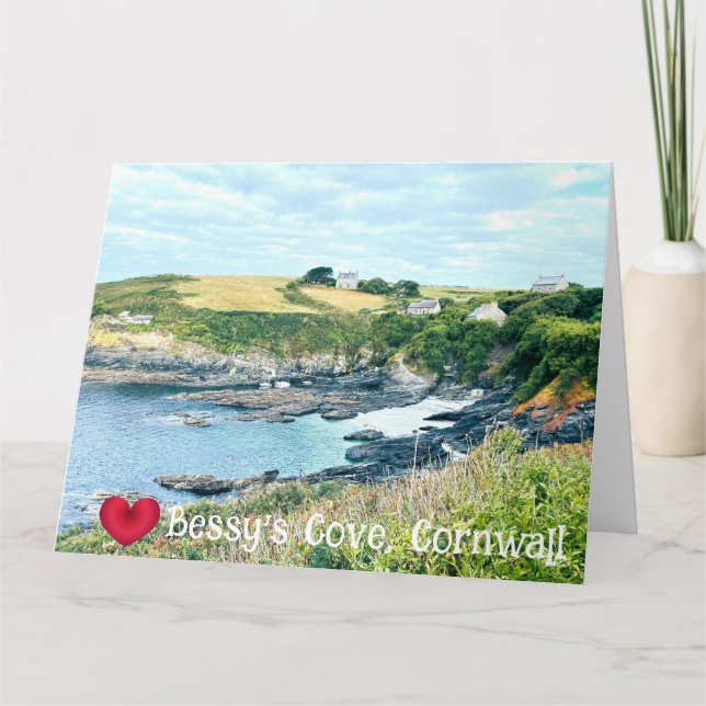 Custom Heart Bessys Cove Penzance Cornwall Foto Karte (Vorderseite)