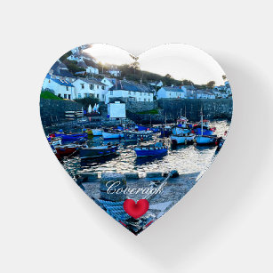 Custom Heart Coverack Hafen Dusk Cornwall Foto Briefbeschwerer