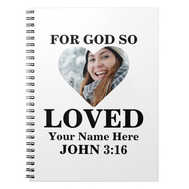 Custom heart Foto Christlich Bible Verse John 3 16 Notizblock (Vorderseite)