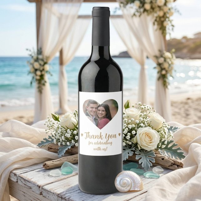 Custom Heart Foto Wedding Wine Label Weinetikett (Von Creator hochgeladen)