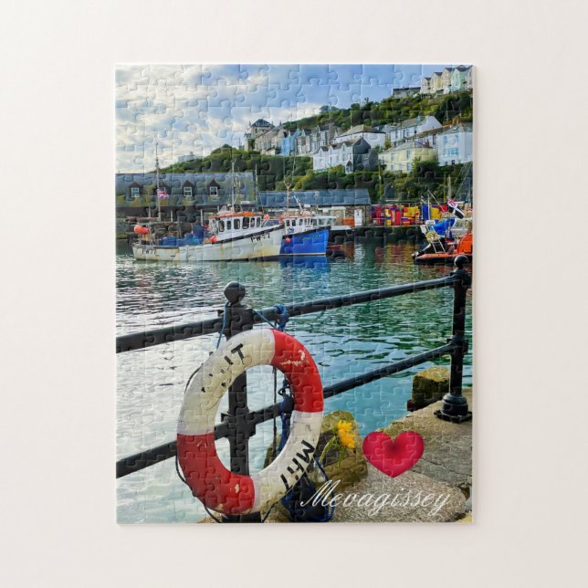 Custom Heart Mevagissey Hafen Lifebuoy Cornwall (Vertikal)