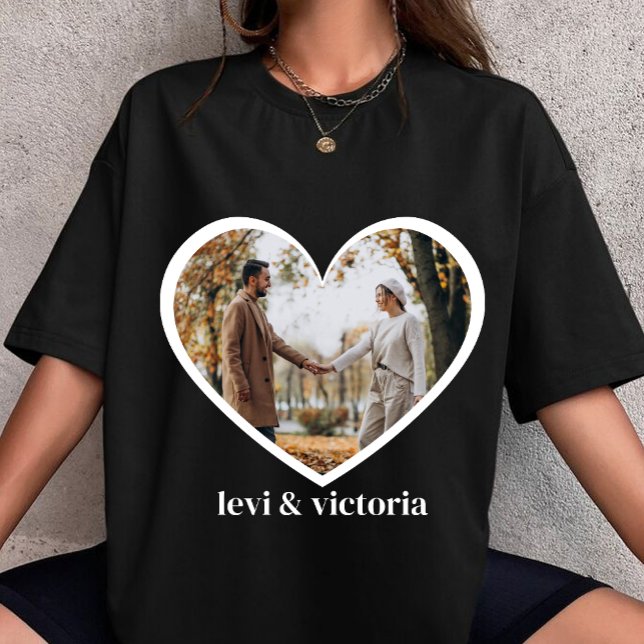 custom heart photo and text for Valentines day  T-Shirt (Von Creator hochgeladen)