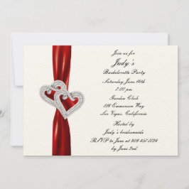 Custom Heart Red Ribbon Junggeselinnen-Abschied Ei Einladung