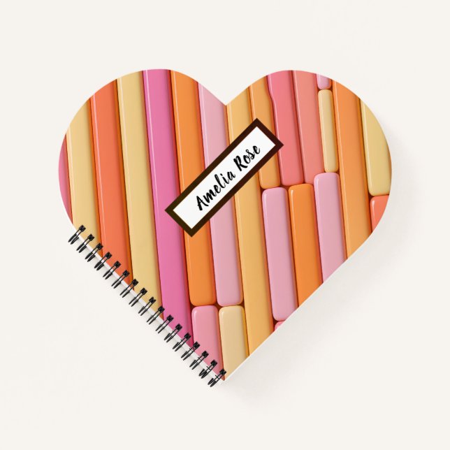 Custom Heart Spirale Notebook - Pastel Geometric Notizbuch (Vorderseite)