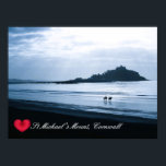 Custom Heart St Michaels Mount Cornwall   Horses Poster<br><div class="desc">Customisable photos of Cornwall’s beauty, this one of a close up of St Michael’s Mount, the iconic castle on its own tidal island in historic Penwith on a hazy sunny morning with silvery blue sea and a pair of horses on Marazion sea shore. This island is popular with holiday makers...</div>