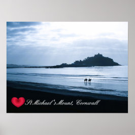 Custom Heart St Michaels Mount Cornwall + Horses Poster