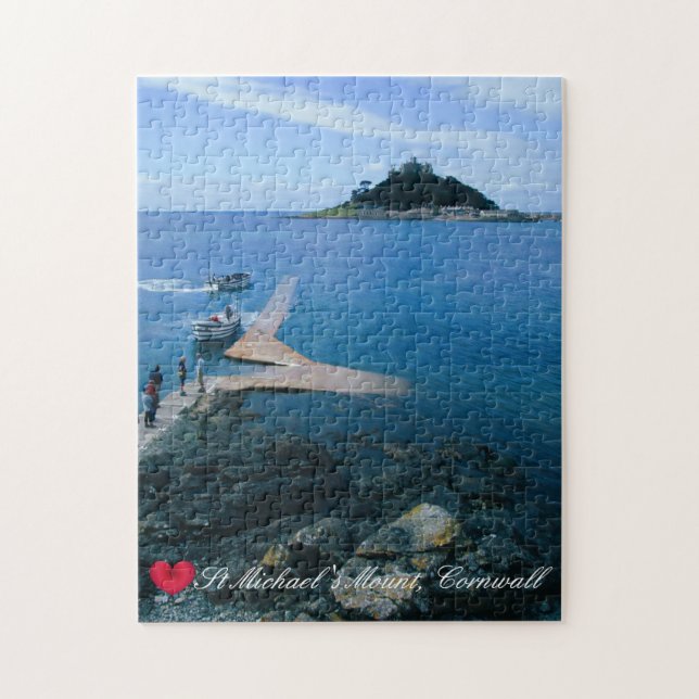 Custom Heart St Michaels Mount Cornwall mit Boote (Vertikal)
