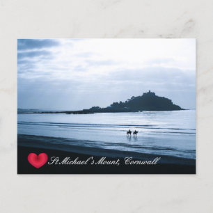 Custom Heart St Michaels Mount Cornwall + Pferde Feiertagspostkarte