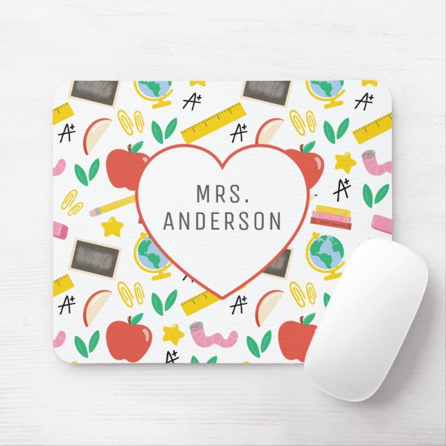 Custom Heart Teacher Appreciation Mouse Pad Mousepad (Mit Mouse)