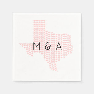 Custom Heart-Themed Texas Wedding Napkin Serviette
