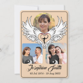 Custom Heart Wings 3 Foto Beerdigung Einladung