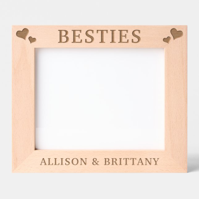 Custom Hearts Besties Freundschaft Geätzte Rahmen (Vorderseite)