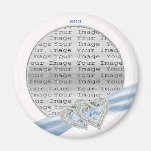 Custom Hearts Ice Blue Ribbon Magnet