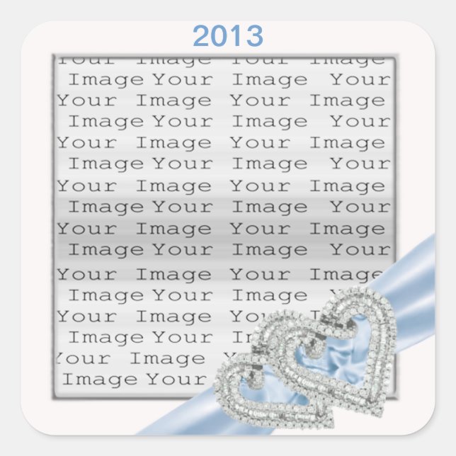 Custom Hearts Ice Blue Ribbon Stickers (Vorderseite)