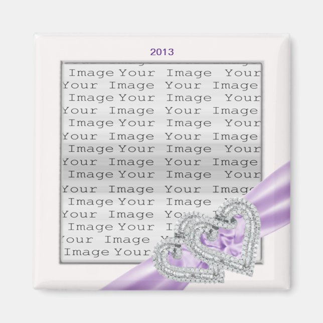 Custom Hearts Lavender Ribbon Magnet (Vorne)