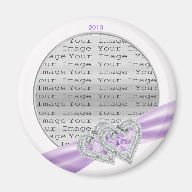 Custom Hearts Lavender Ribbon Magnet (Vorne)