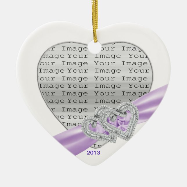 Custom Hearts Lavender Ribbon Ornament (Vorne)