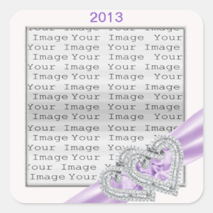 Custom Hearts Lavender Ribbon Stickers