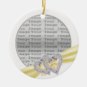 Custom Hearts Lemon Ribbon Ornament
