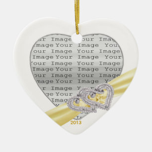 Custom Hearts Lemon Ribbon Ornament