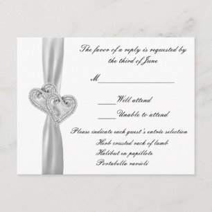 Custom Hearts White Wedding Response Card RSVP Karte